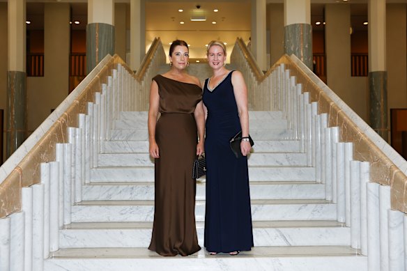 Minister for Communications Anika Wells and Claire Clutterham.