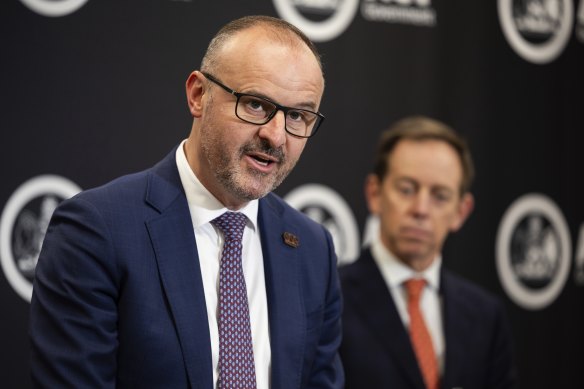 ACT Chief Minister Andrew Barr (left) and Attorney-General Shane Rattenbury.