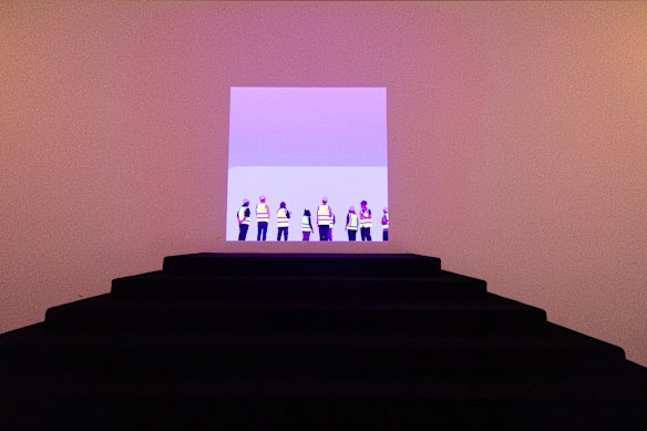 Inside James Turrell’s Shangri La (Over the Hump), a light installation accessed via Task Eternal. 