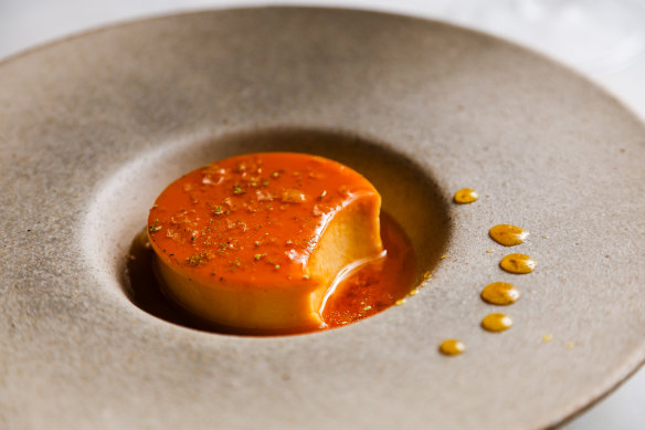 Leche flan spiked with Murray River salt and lemon myrtle.