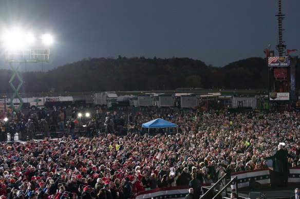 Trump speaks at a campaign rally at Pittsburgh-Butler Regional Airport on Saturday, October 31.