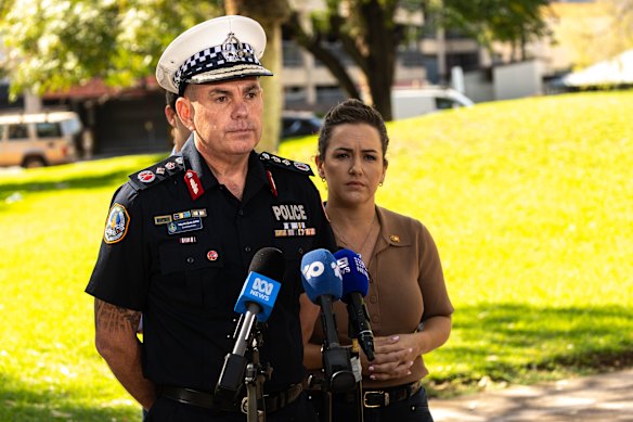 NT Police Commissioner Martin Dole and Northern Territory Chief Minister Lia Finocchiaro on Friday.