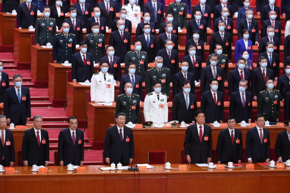 Chinese leaders and delegates attend the closing ceremony of the 20th National Party Congress in 2022. 