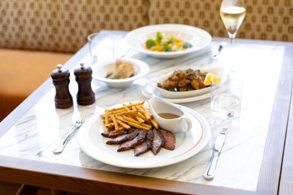 Charlotte's steak fries comes with a gravy boat of rich mushroom sauce.