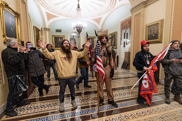 Trump supporters inside the US Capitol on January 6, 2021.