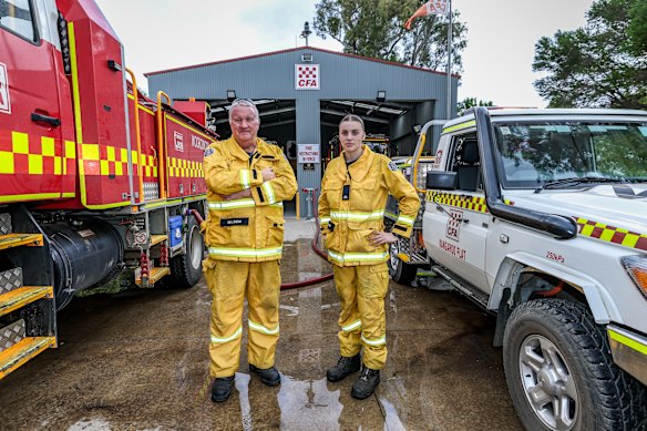Andrew and Megan Wilson are both CFA volunteers fighting the blaze in Harcourt.
