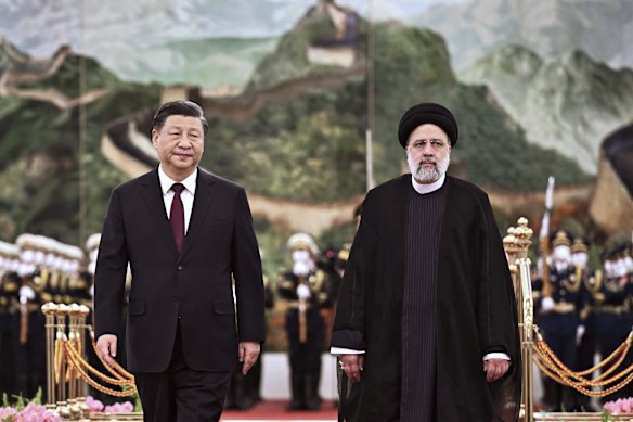The then Iranian president, Ebrahim Raisi (killed in 2024), with Chinese President Xi Jinping at the Great Hall of the People in Beijing in 2023. 