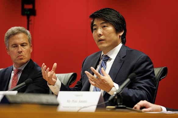 Jason Kwon from OpenAI appears at a federal parliamentary AI inquiry at State Parliament House on October 6.