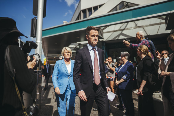 NSW Premier Chris Minns at Bondi Junction on Sunday morning. 