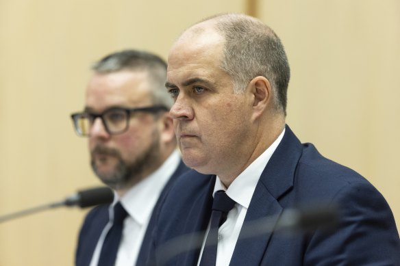 ABC boss David Anderson is being questioned in Canberra. 