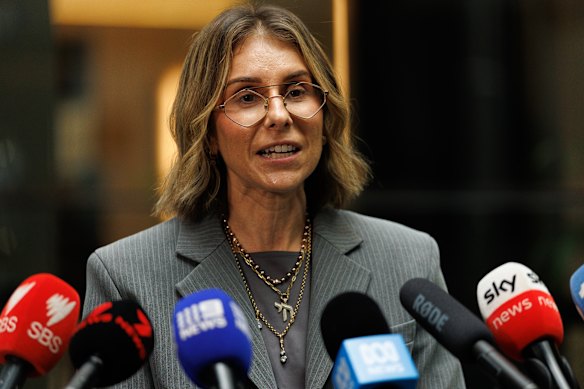 Stefanie Swartz, president of the board of Mount Sinai College in Maroubra, outside the commission.
