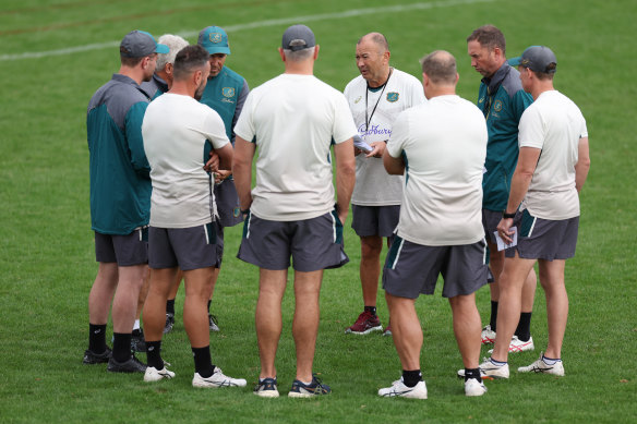 Eddie Jones and his coaching staff during the failed World Cup campaign.