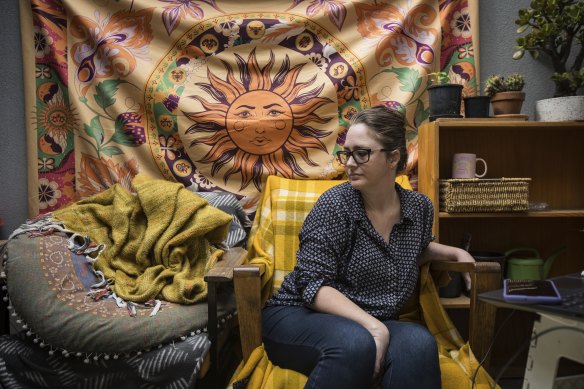 Summer Gregory has been couch-surfing at a friend’s home since being evicted. 