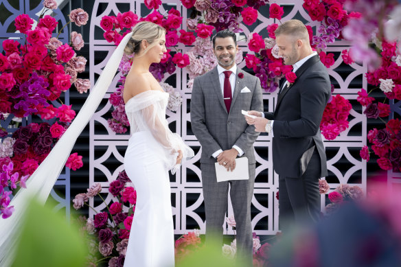 Sara and Tim join at the altar in the first episode of Married at First Sight season 11.