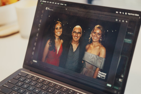 Brittany and Lacinda Fisk, pictured with their murdered father David.