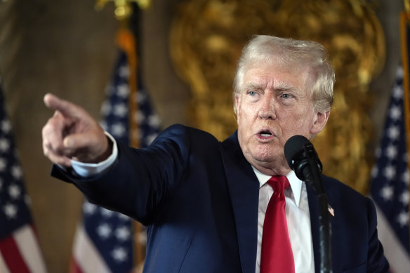 Republican presidential nominee Donald Trump speaks to reporters during a news conference last week.