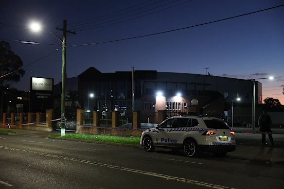 Multiple shots were fired at Diamond Venues in Punchbowl, Canterbury Road, where a ceremony was to be held for murdered Sydney gangster Lorenzo Lemalu on Saturday.