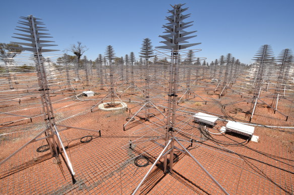 Hundreds of SKA-Low antennas across the WA outback form the ‘low-frequency’ component of the Square Kilometre Array.
