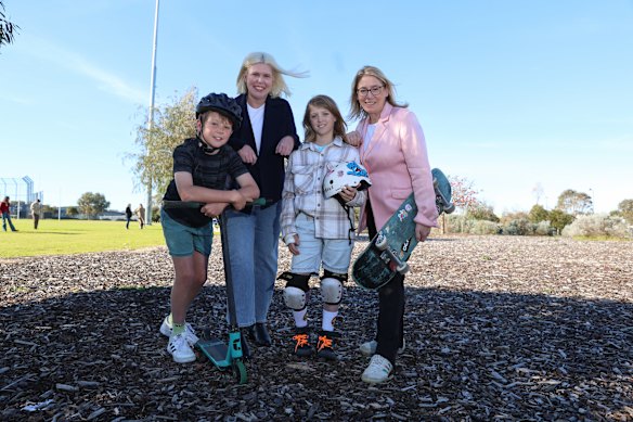 WA Labor’s Secret Harbour candidate Georgia Tree at a funding announcement at Lark Hill Sport Complex with Treasurer Rita Saffioti.