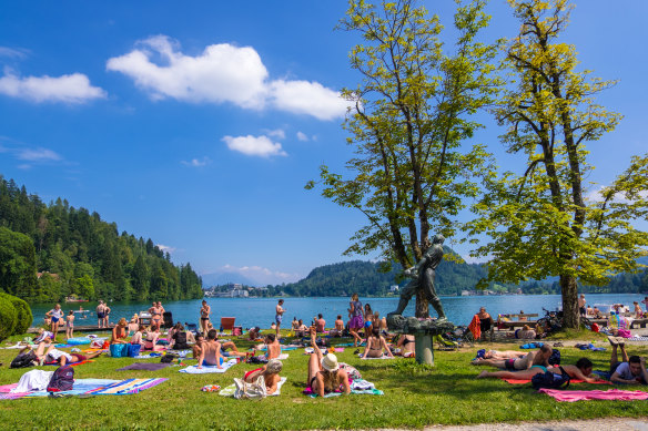 Life’s a beach on Lake Bled.