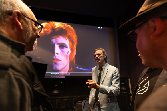 Morgen with Bowie fan club members at the Victorian College of the Arts on Thursday.