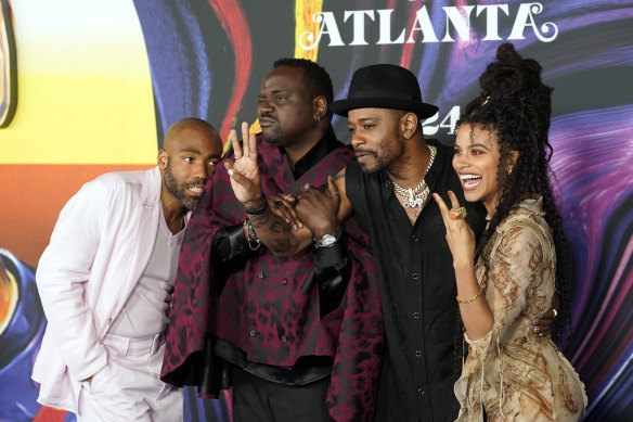 From left: Donald Glover, Brian Tyree Henry, LaKeith Stanfield and Zazie Beetz at Atlanta’s season three premiere in Los Angeles.