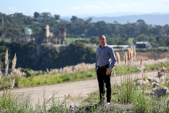 Intrapac chief executive Maxwell Shifman at the site of the stalled development at Lilydale Quarry