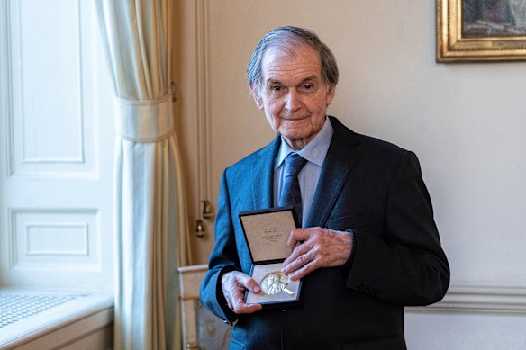 Nobel Laureate in Physics Roger Penrose in 2020 with his medal.