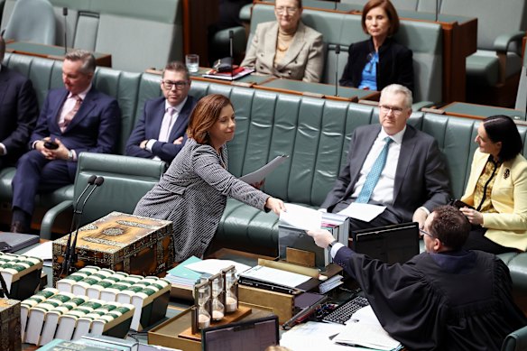 Minister for Communications  and Sport Anika Wells during debate on the gambling reform bill today.