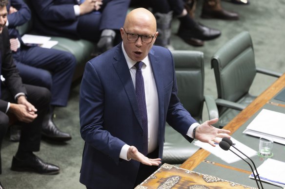 Opposition Leader Peter Dutton can smell blood in the water over direction 99. 
