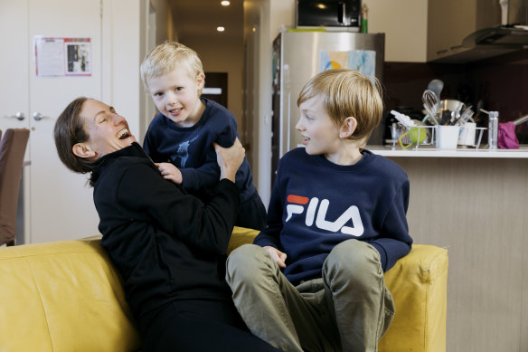 Lisa Hicks, from the Mornington Peninsula, with two of her sons.