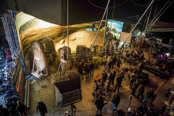 Virtual production technology is employed on the Melbourne set of La Brea season one.