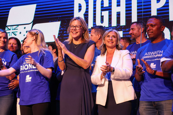 Leader Libby Mettam with candidates at the WA Liberal Party Campaign launch at The Royale theatre, Northbridge.
