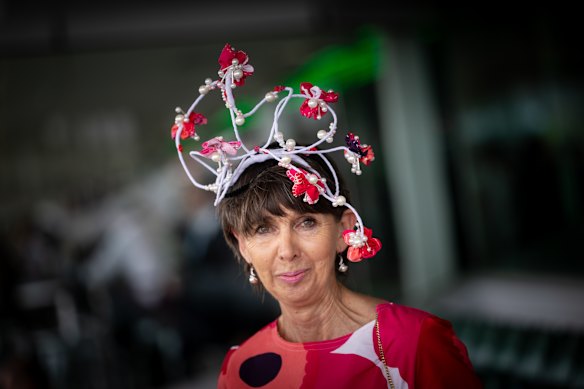 Jane Middlebrook is dressed up and ready for race day.