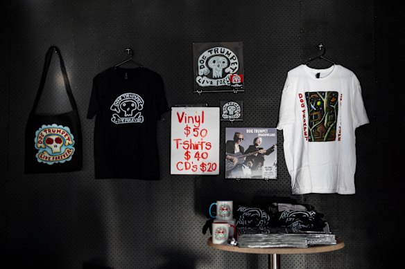 The merch display.
