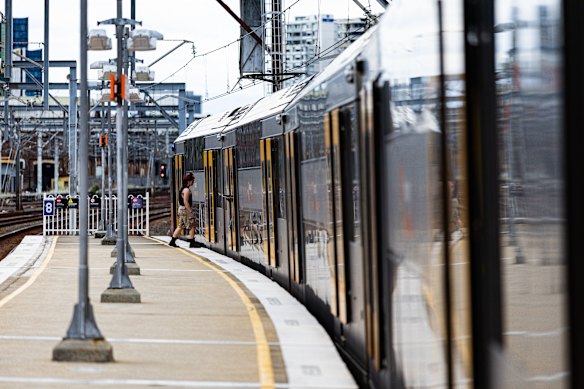 Passengers were few and far betwen on the platform at Macdonaldtown station.