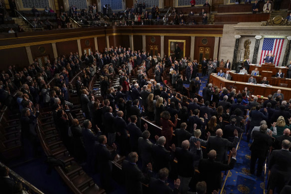 House Speaker Kevin McCarthy swears in members of the 118th Congress in the early hours of Saturday.