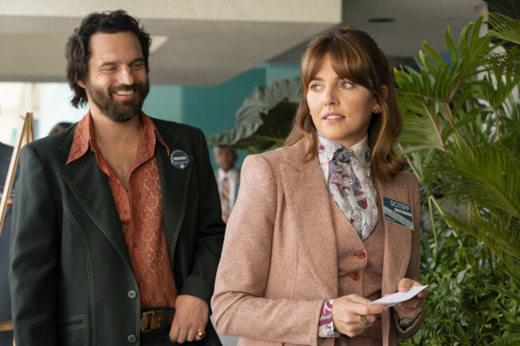 Ophelia Lovibond is Joyce, an educated  feminist who becomes involved in the low-rent soft-core magazines of publisher Doug, played by Jake Johnson.