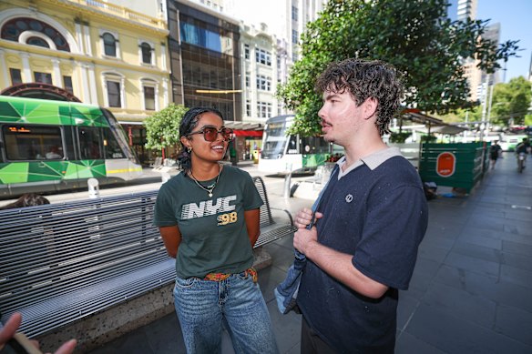 Dhathri Bellave and Lachlan Bajema in town from Sydney for the Formula 1 were divided on what is the world’s best city.