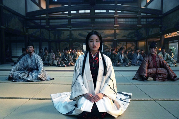 Anna Sawai as the translator Mariko in Shogun.