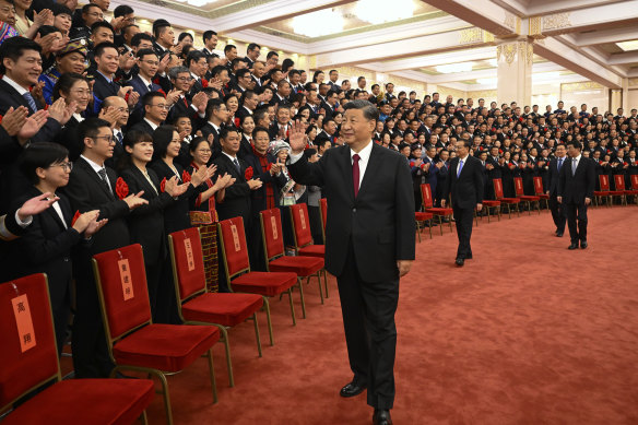 Chinese President Xi Jinping at the Great Hall of the People in August. 