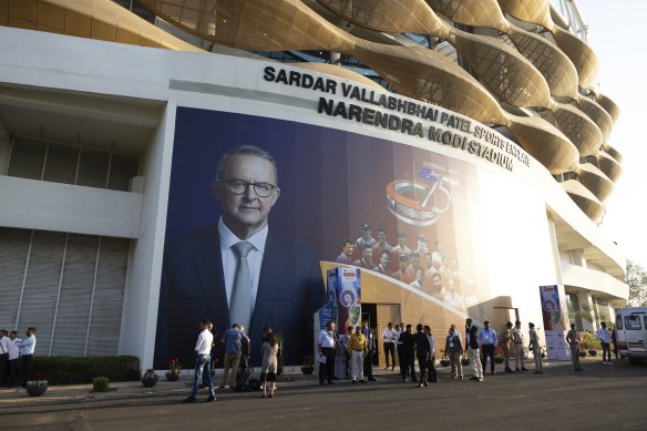 Huge posters of Albanese decorate the stadium and surrounding roads in honour of the occasion and the crowd all chanted his name. 