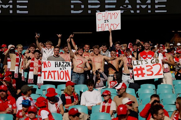 Fans and friends of Harry Kyle  support the Swans debutant.