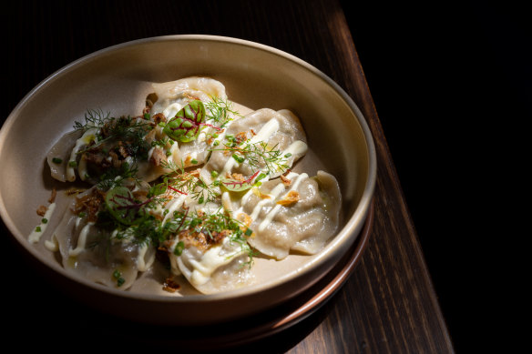 Hand-rolled dumplings are filled with potato and cheese, or mushrooms.