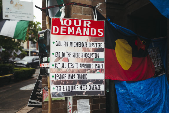 Pro-Palestine protesters have been camping out 24/7 outside Prime Minister Anthony Albanese’s electorate office.