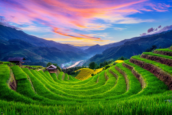 The rice terraces of Mu Cang Chai in Vietnam.