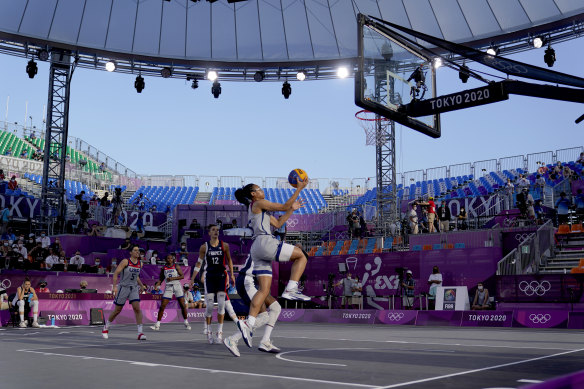 The Piazza had been nominated as host of 3x3 basketball, seen here being played at the Tokyo Olympics.