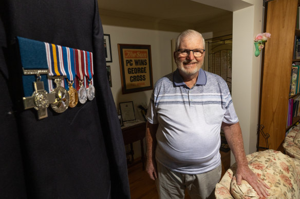 Michael Pratt with his medals.