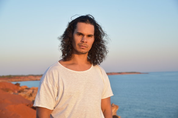 Indigenous actor Mark Coles Smith, photographed on August 16, 2021 on the beach at Broome, is set to take on the role of Jay Swann in Mystery Road: Origins.