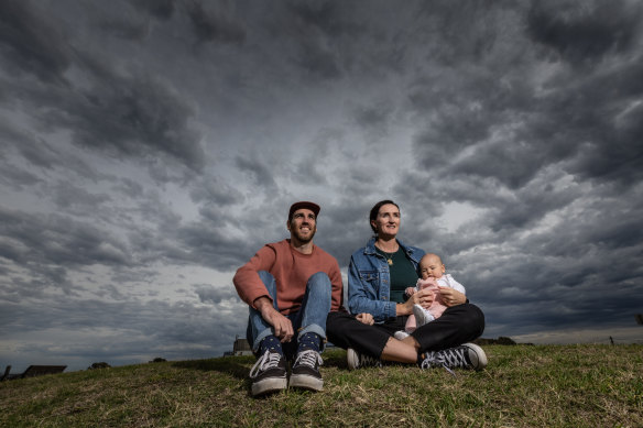 Fiona Scally, Steve Bohan and their 14-week-old Lucy have moved to Ocean Grove as part of the great exodus.